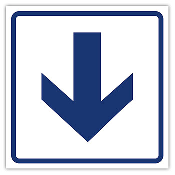 Визуальная пиктограмма «Направление движения, прямая стрелка», ДС82 (пластик 2 мм, 150х150 мм)